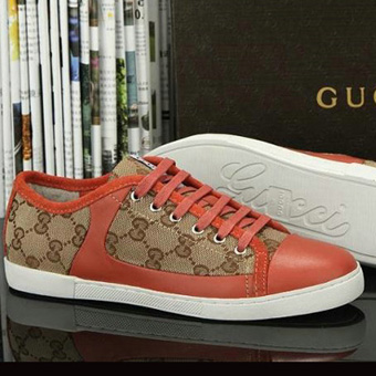 グッチ 靴 スーパーコピー GUCCI スニーカー GGキャンパス＆ ミカン色 レザー glr19